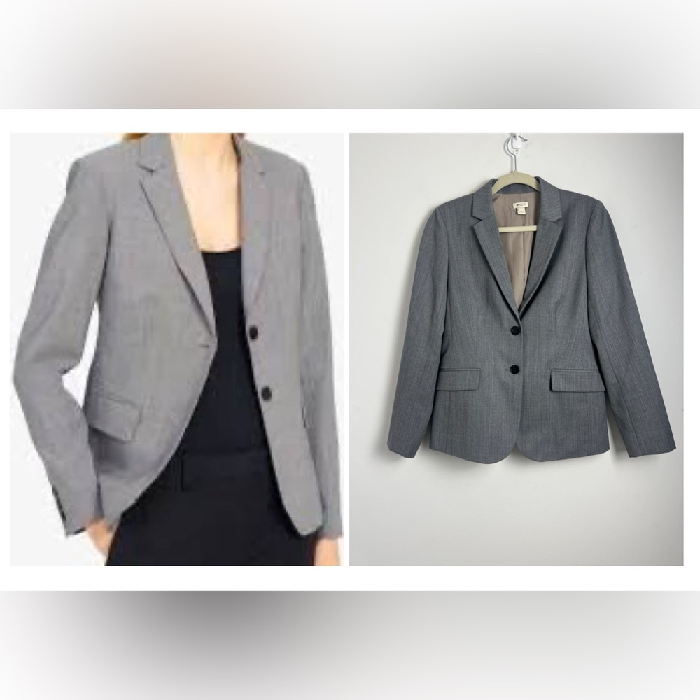 J. Crew Factory Women's Size 6 Gray Classic‎ 2-Button Blazer